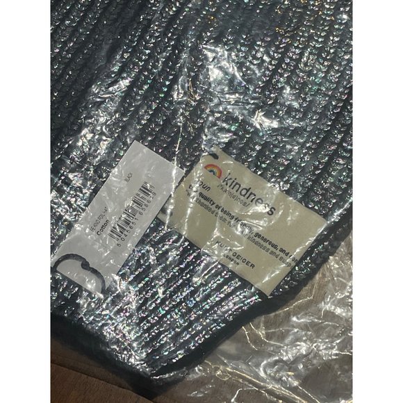 Kurt Geiger London Be Kindness Foil Rib Beanie in Black New Womens Skully - Picture 4 of 6